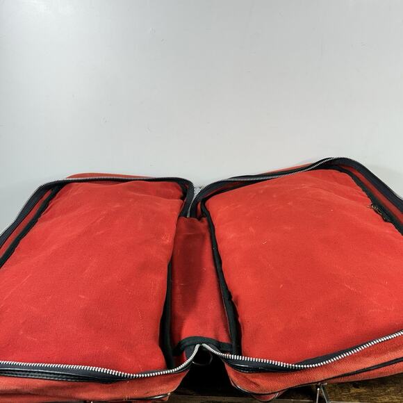 Vintage Soft Carry On Suitcase Bag Red With Black Trim Made In Korea 12 x 19 x 8 - Picture 7 of 14